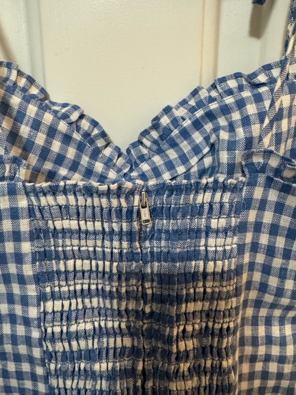 NWT Reformation Holcomb Linen Top Azure Check Size 6 $128 - Picture 10 of 12